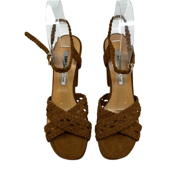 Manas Lea Foscati High Heels Platform Braided Suede Brown Tan Size 38 US 8 - Picture 5 of 15